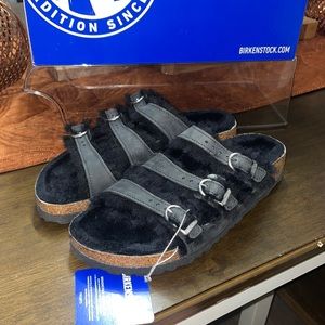 NWB Birkenstock Florida Shearling black fur lined